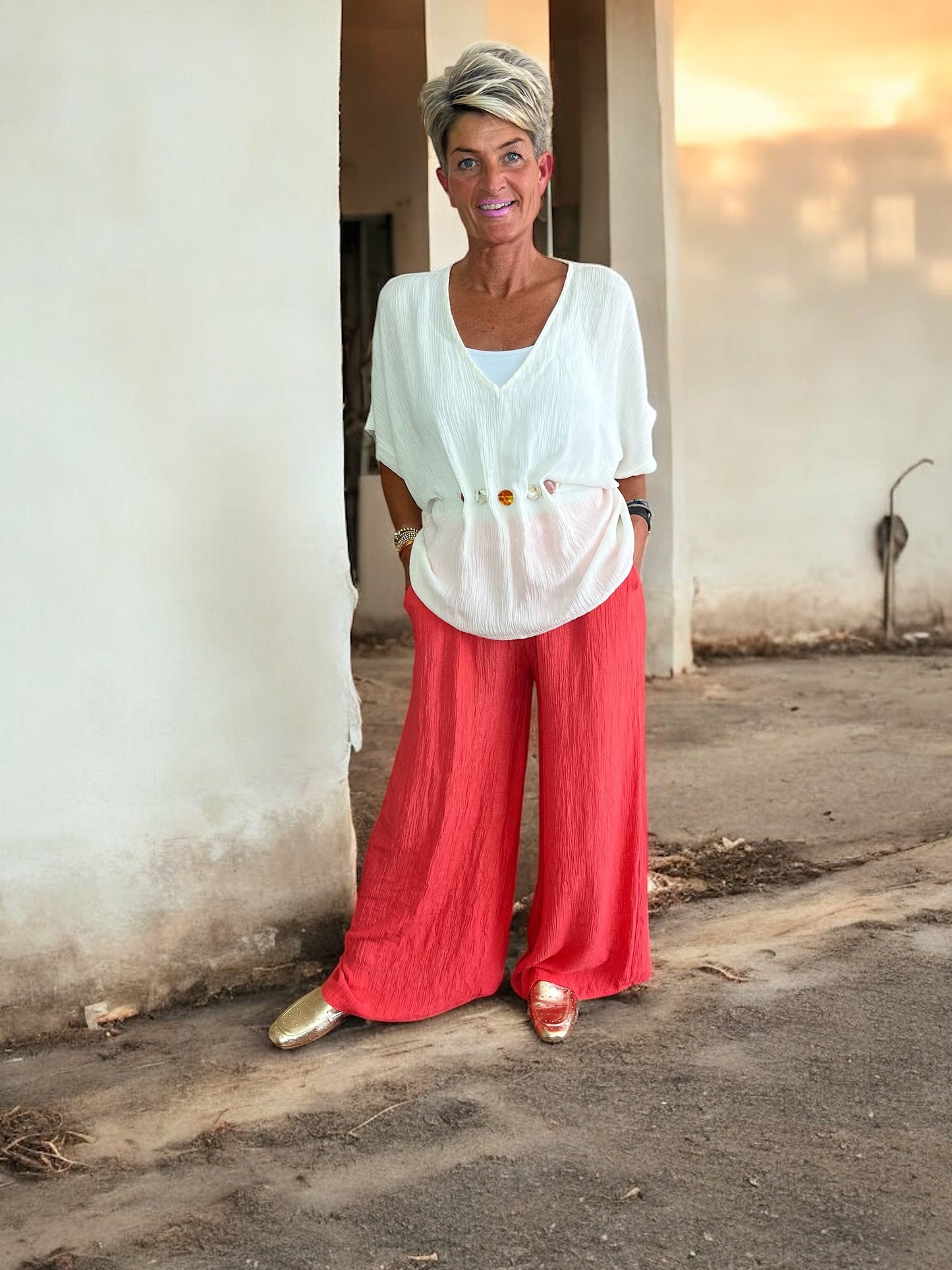 Casual koraal favoriete broek