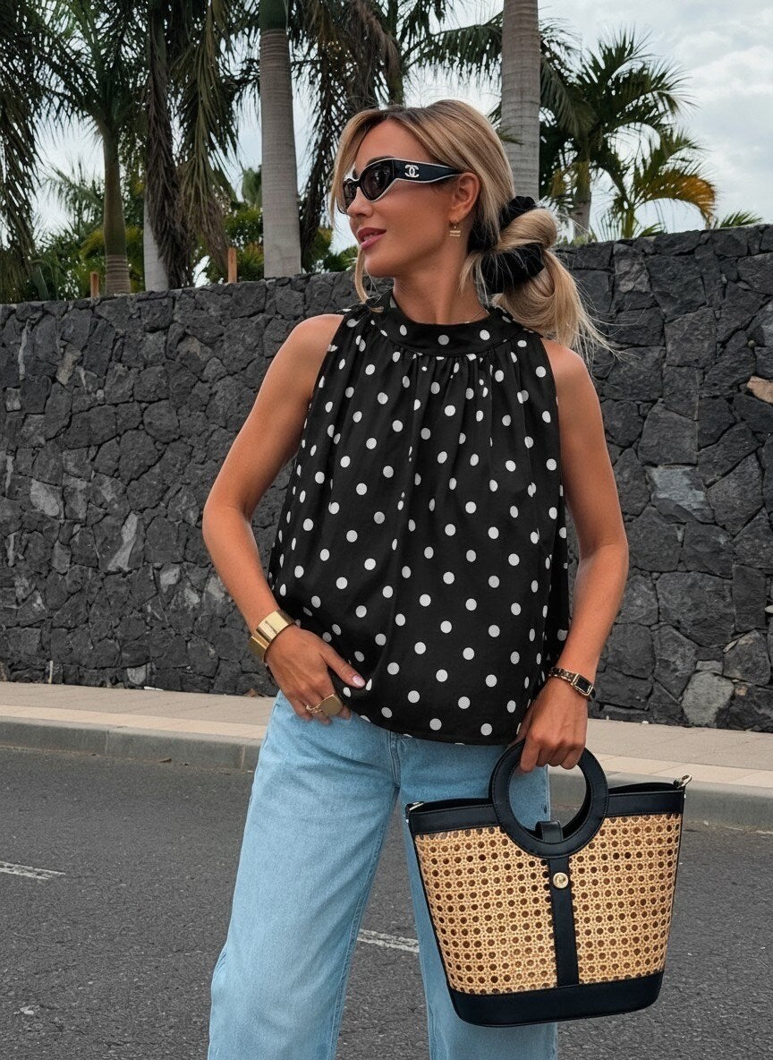 Polkadot Top met Striksluiting