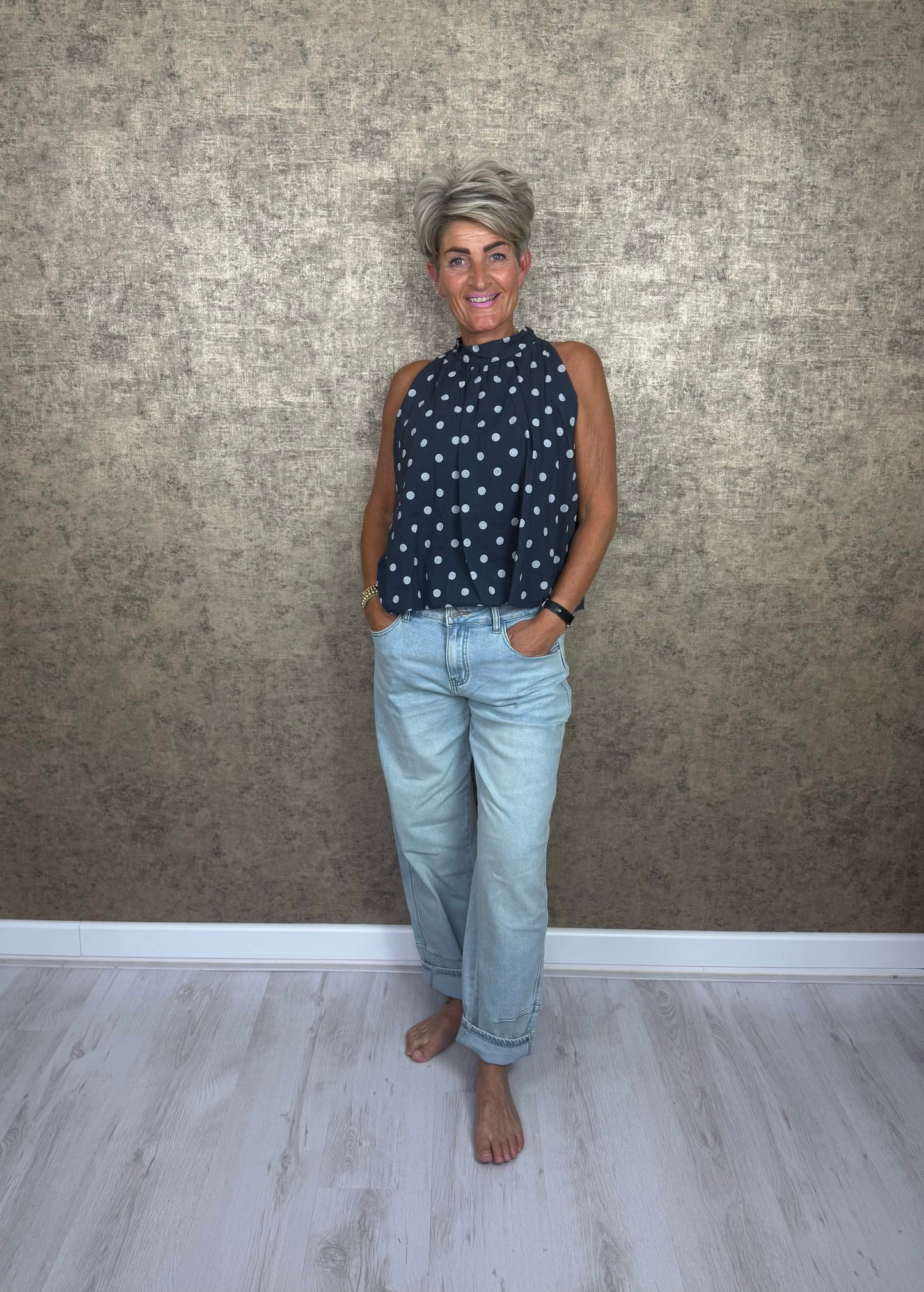 Polkadot Top met Striksluiting