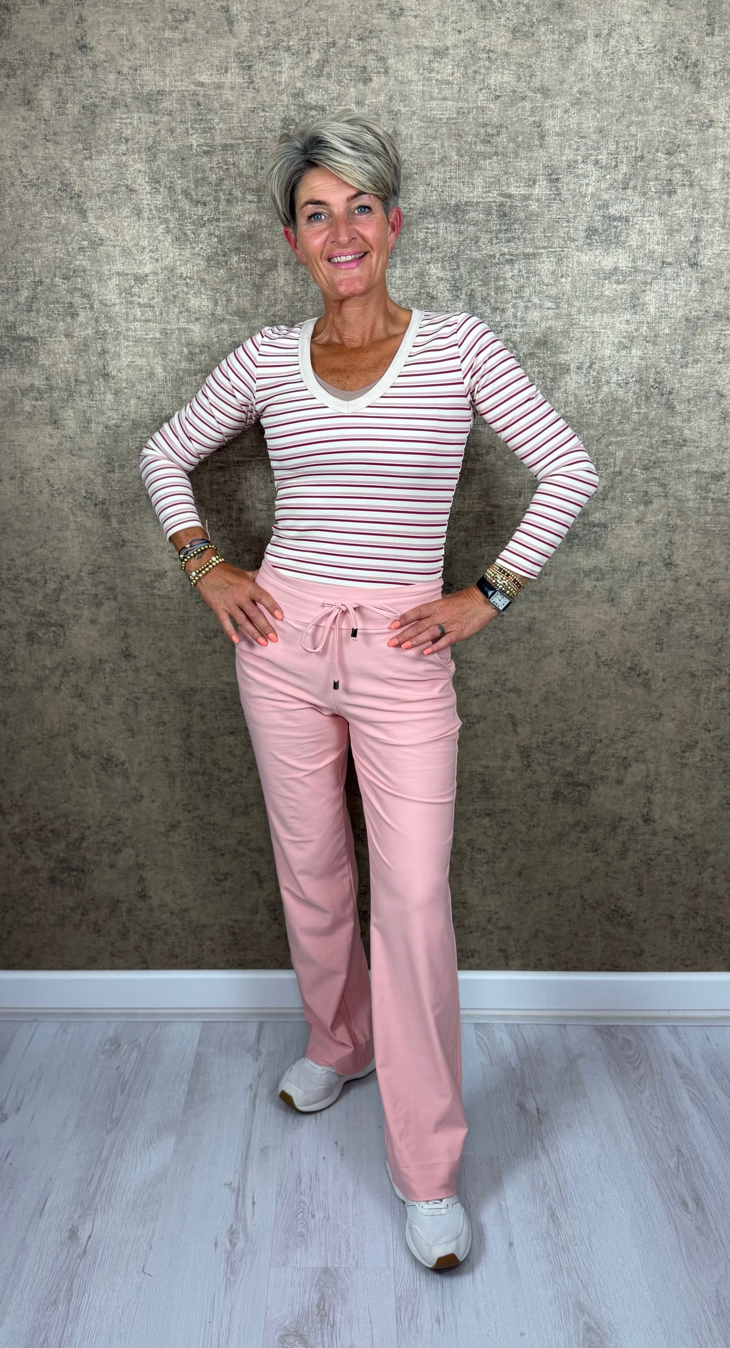 Paris Stripe V-Neck Top