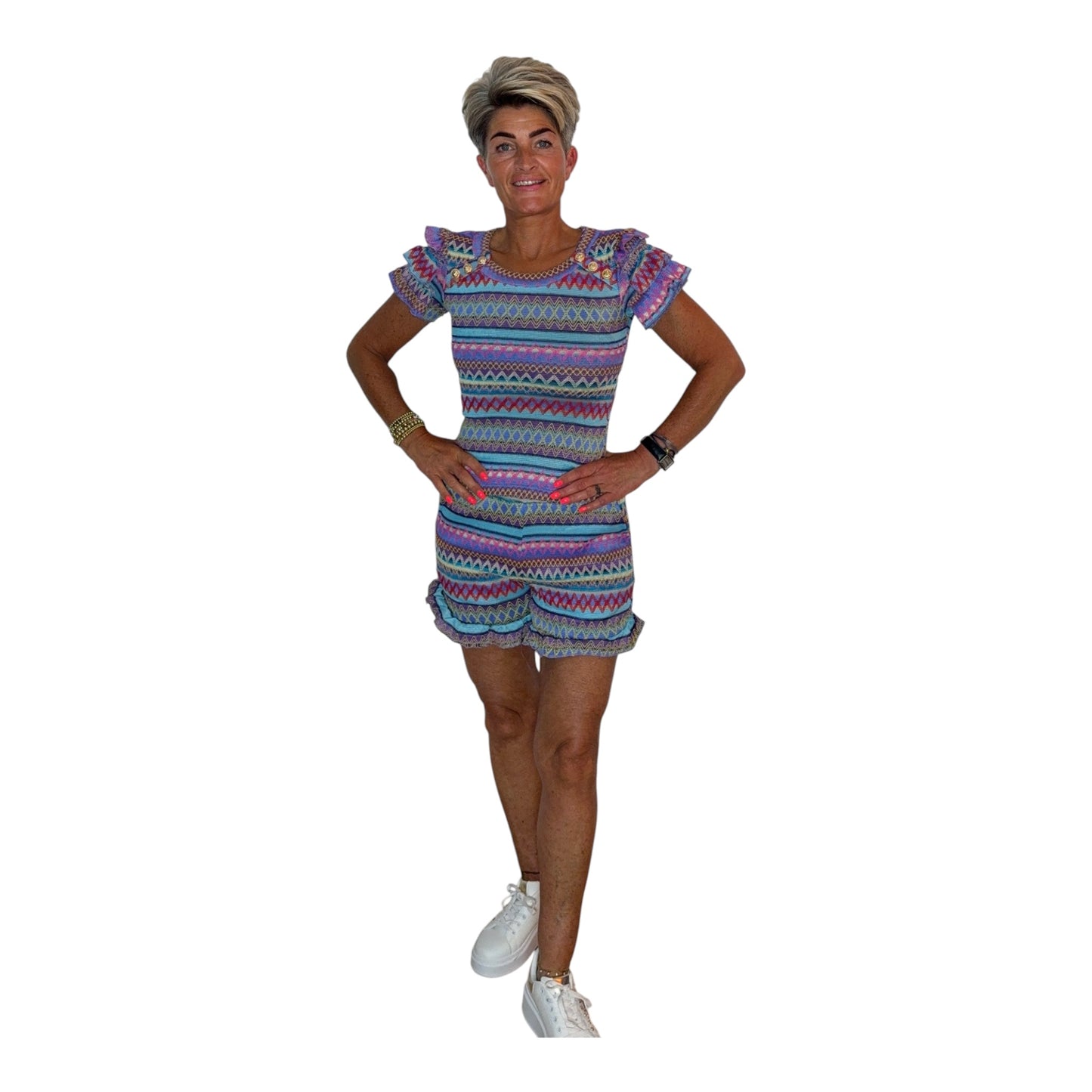 Chic Summer Style Multicolore Top & Shorts Set