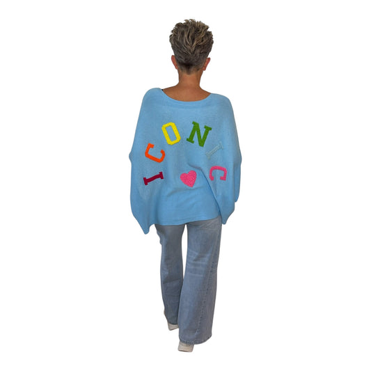 ICONIC Statement Sweater Oversized Knit met Kleurrijke Details