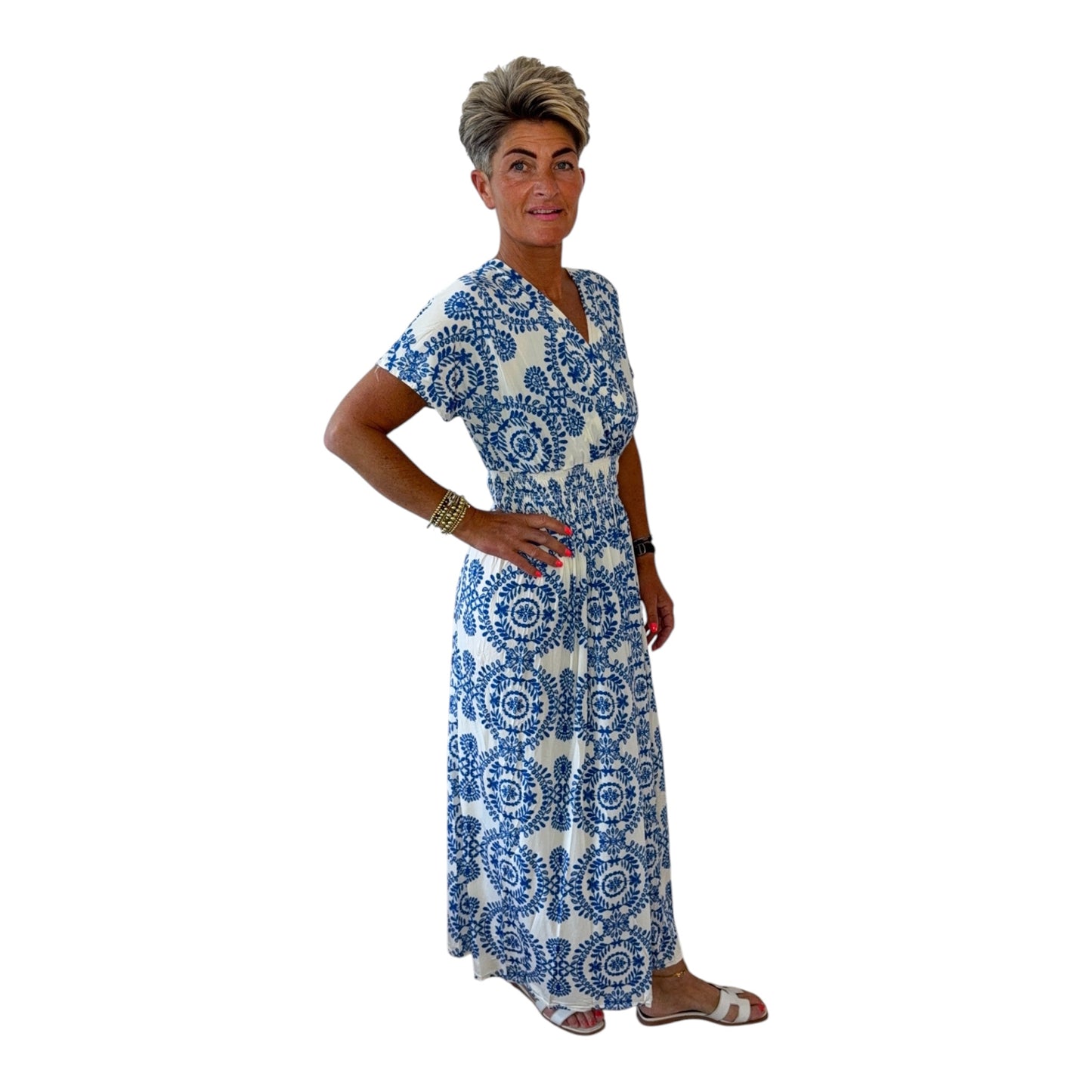 Magic Dress Royal Blue Print Jurk