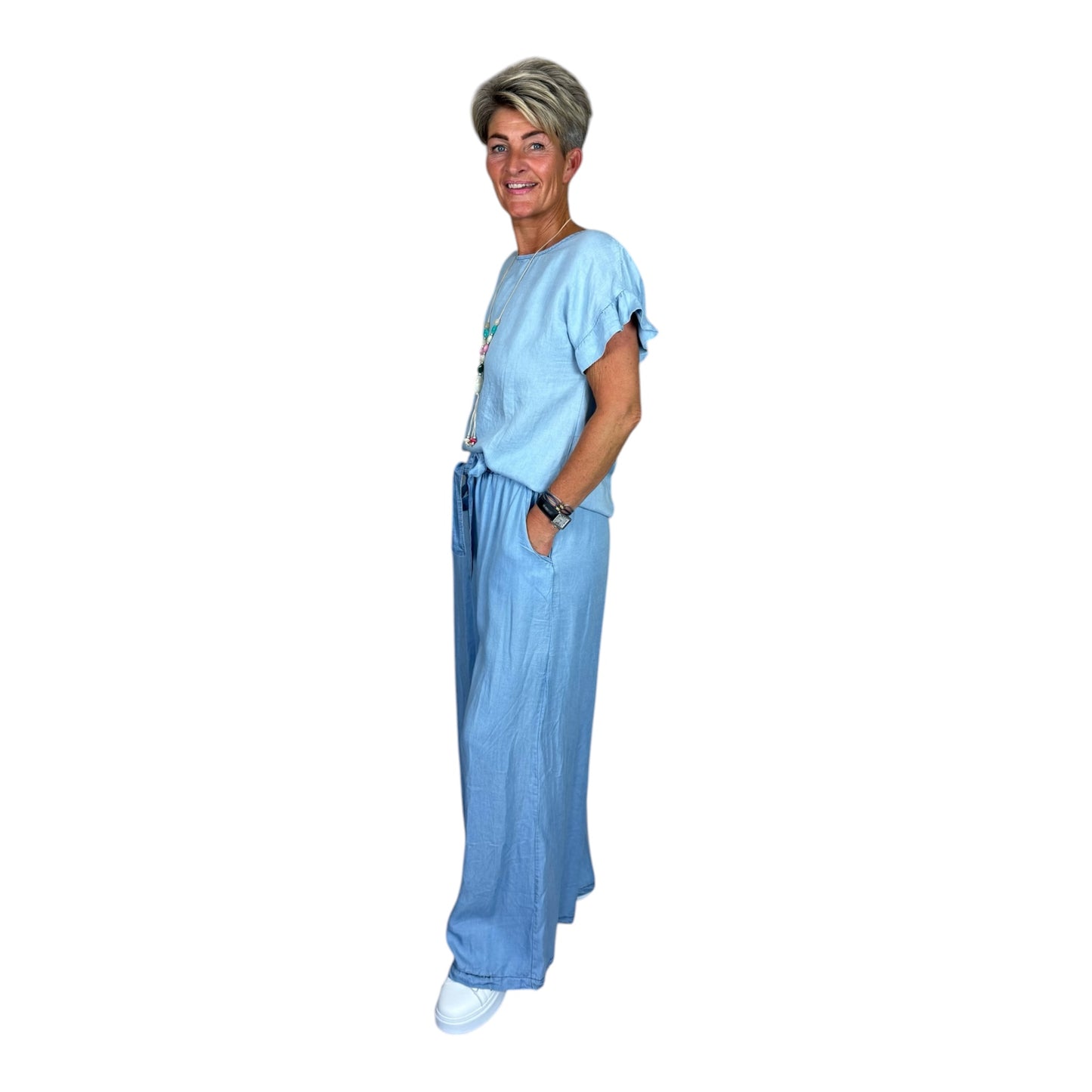 Sky Blue Ruffle Top