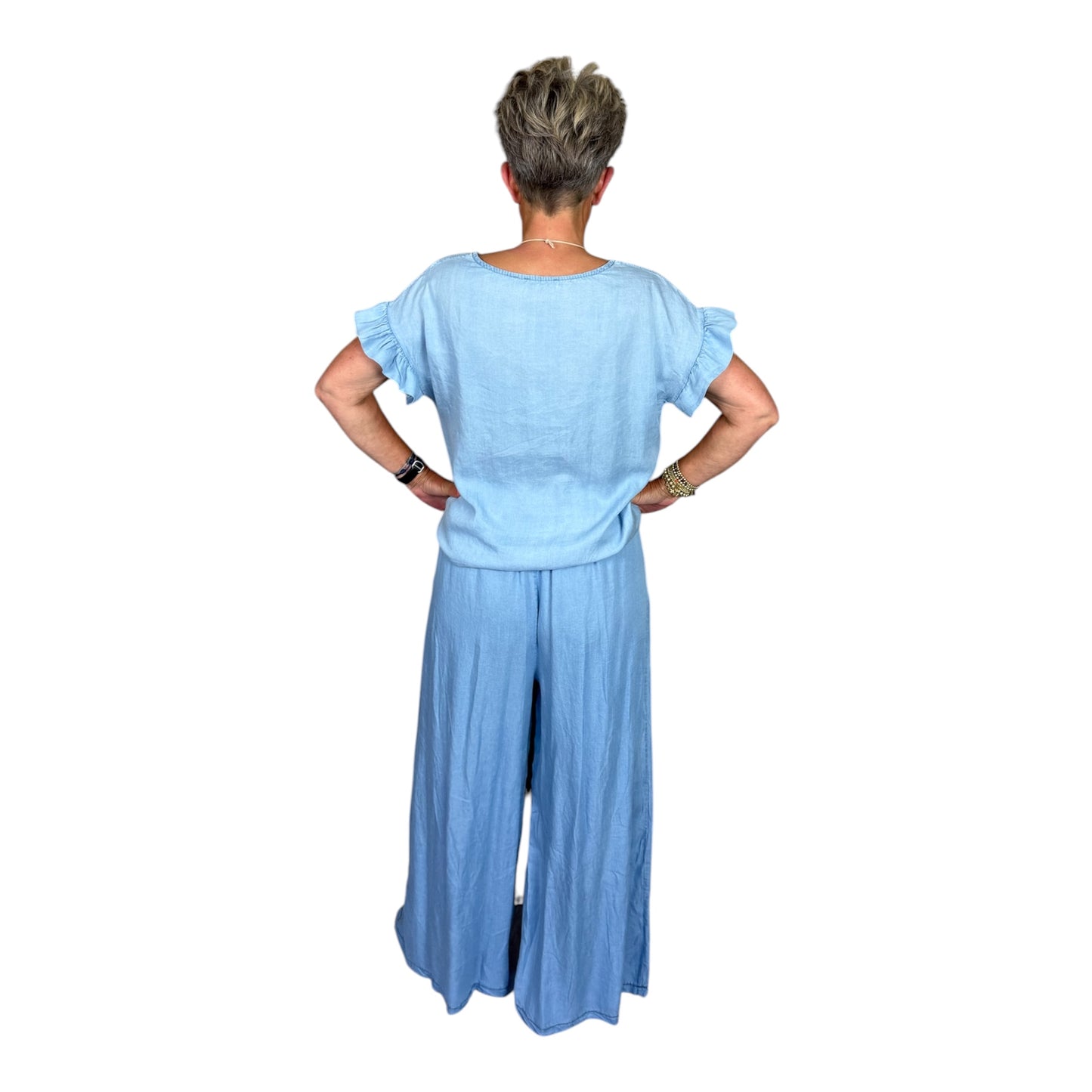 Sky Blue Lyocell Palazzo Broek