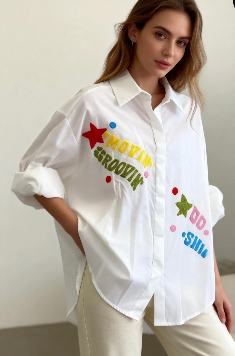 Fashionable Oversized Shirt met Print