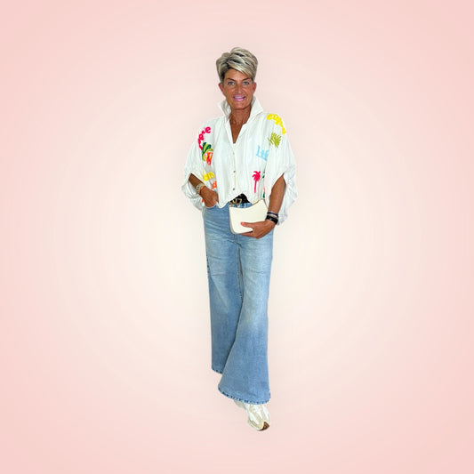 Stoer met stiksels blouse