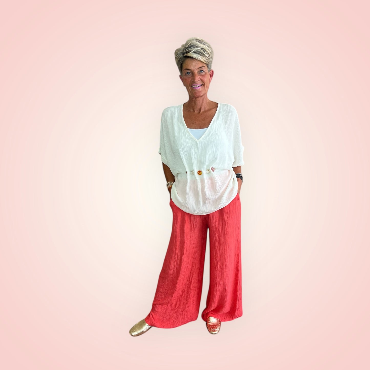 Casual koraal favoriete broek