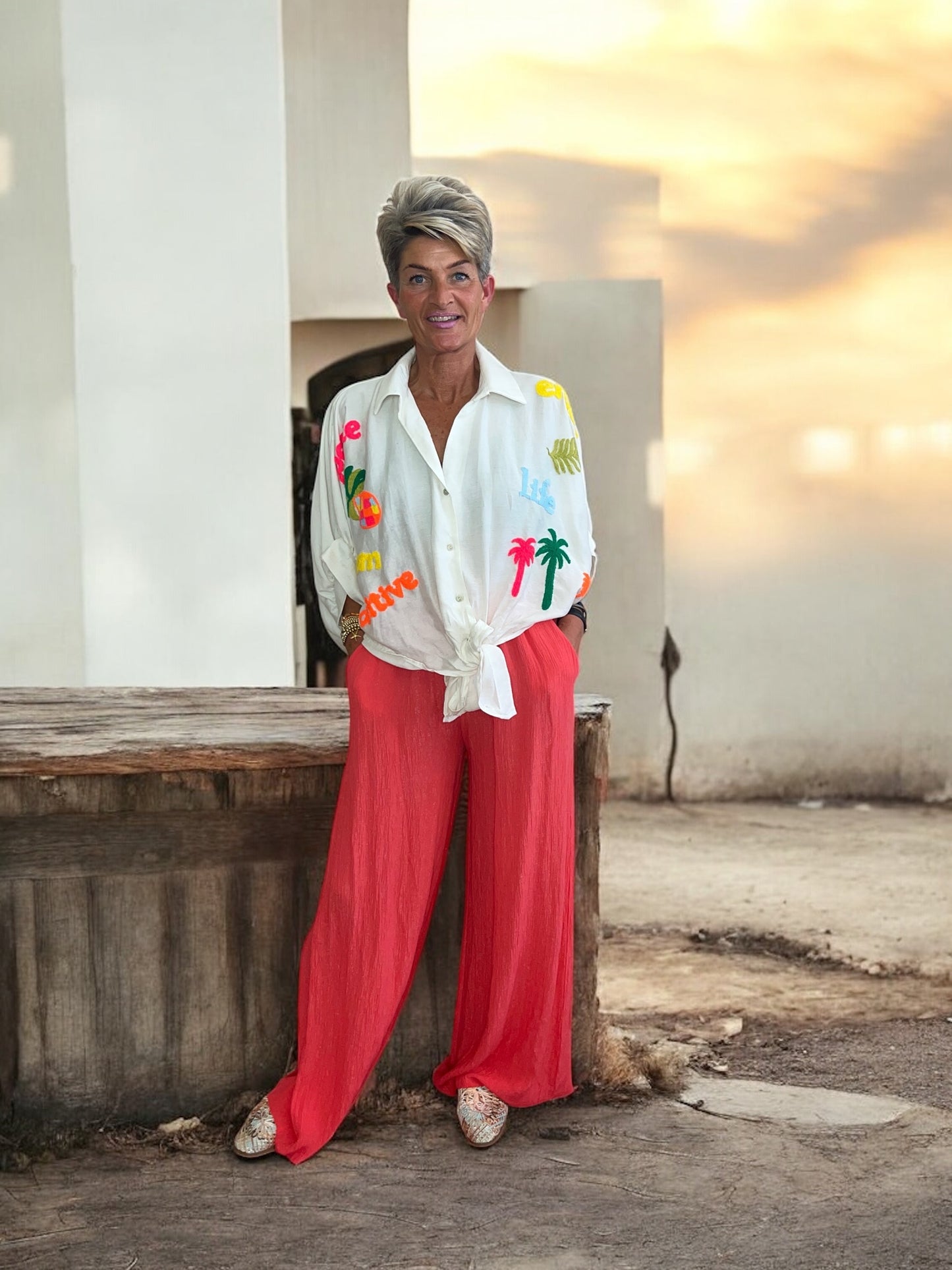 Casual koraal favoriete broek