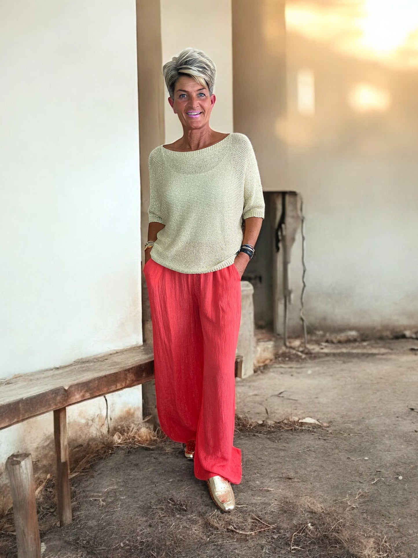 Casual koraal favoriete broek