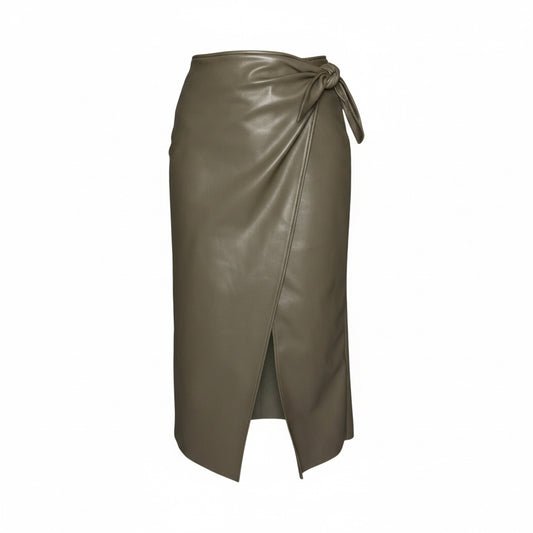 Faux Leather Wrap Skirt