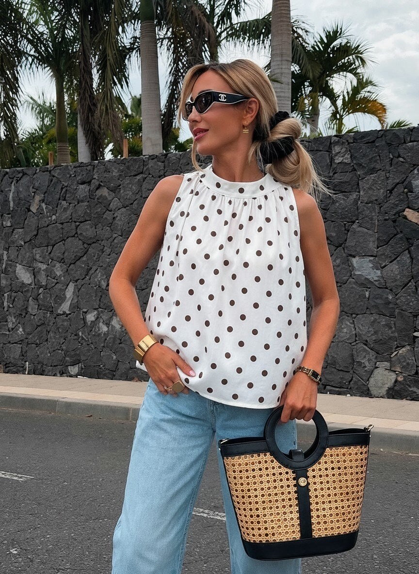 Polkadot Top met Striksluiting