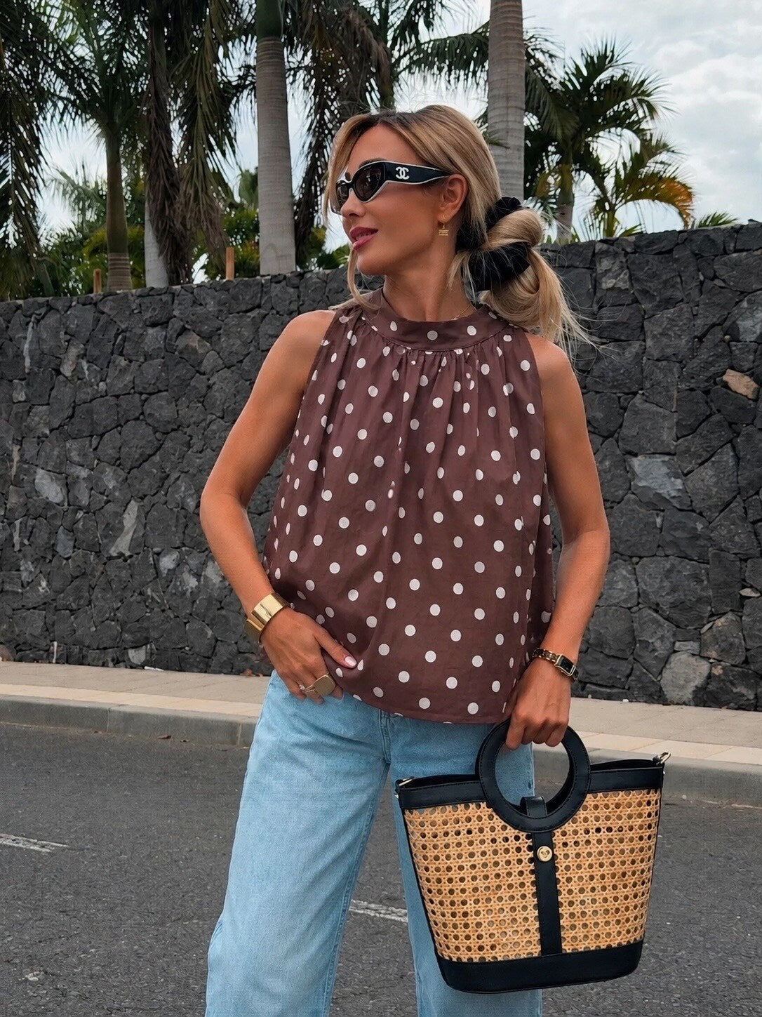 Polkadot Top met Striksluiting
