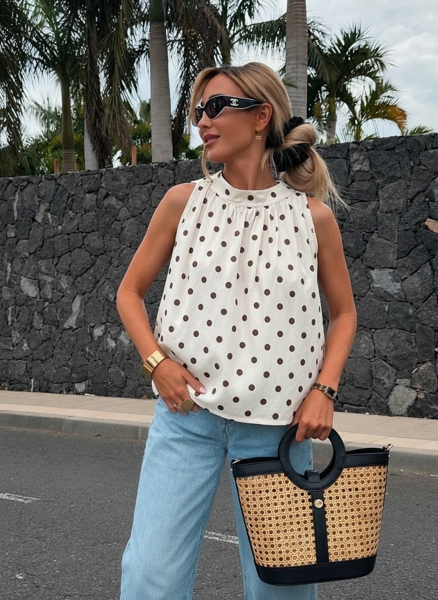 Polkadot Top met Striksluiting