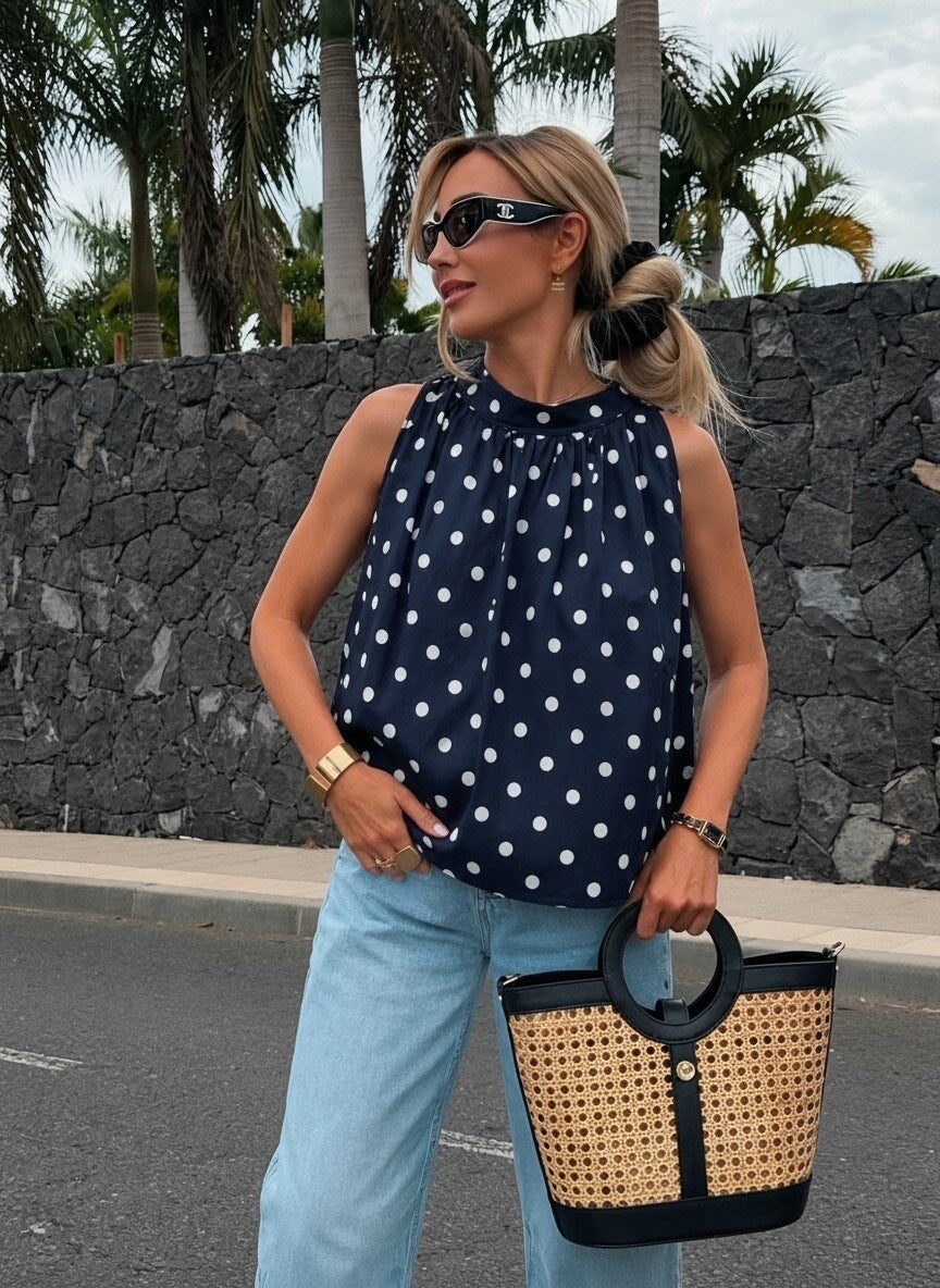 Polkadot Top met Striksluiting